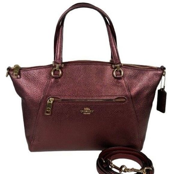Rare Coach F87686 Metallic Wine Prairie Satchel Bag Purse 2 Way Crossbody Tote